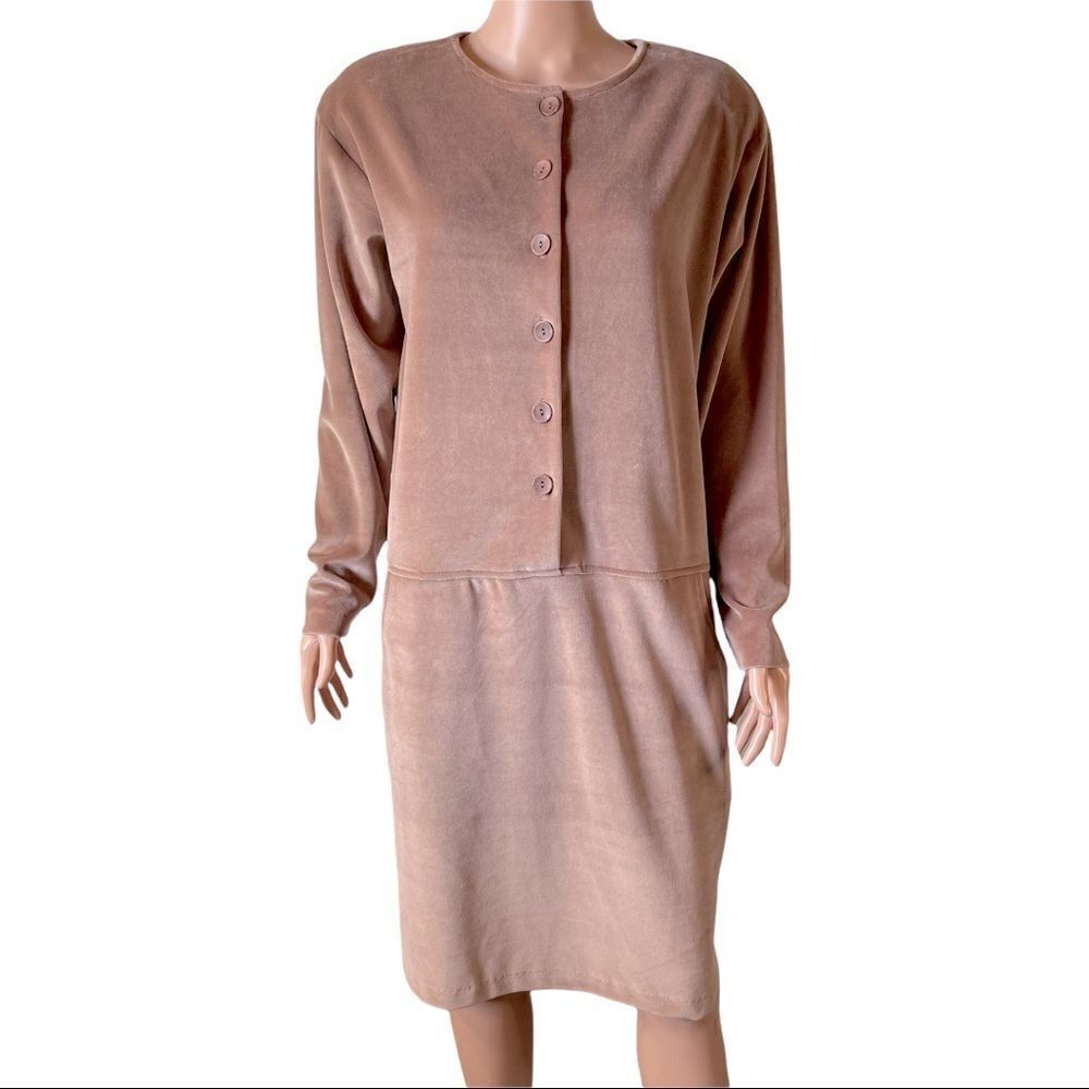NWT Gertrude Davenport Vintage Velour LS Dress MEDIUM